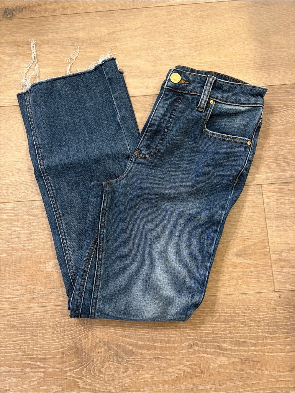 Kut from the Kloth Women's Dark Blue Raw-Hem Wide Leg Jeans